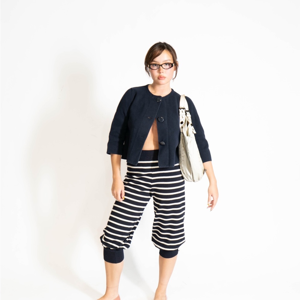 Marc Jacobs x Armor Lux 100% Virgin Wool Knit Striped Bloomers in Navy and White